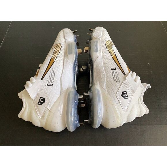 Nike Force Zoom Trout 7 Pro Mid White Metallic‎ Gold Men’s Baseball Cleat Sz 7.5 main image 4